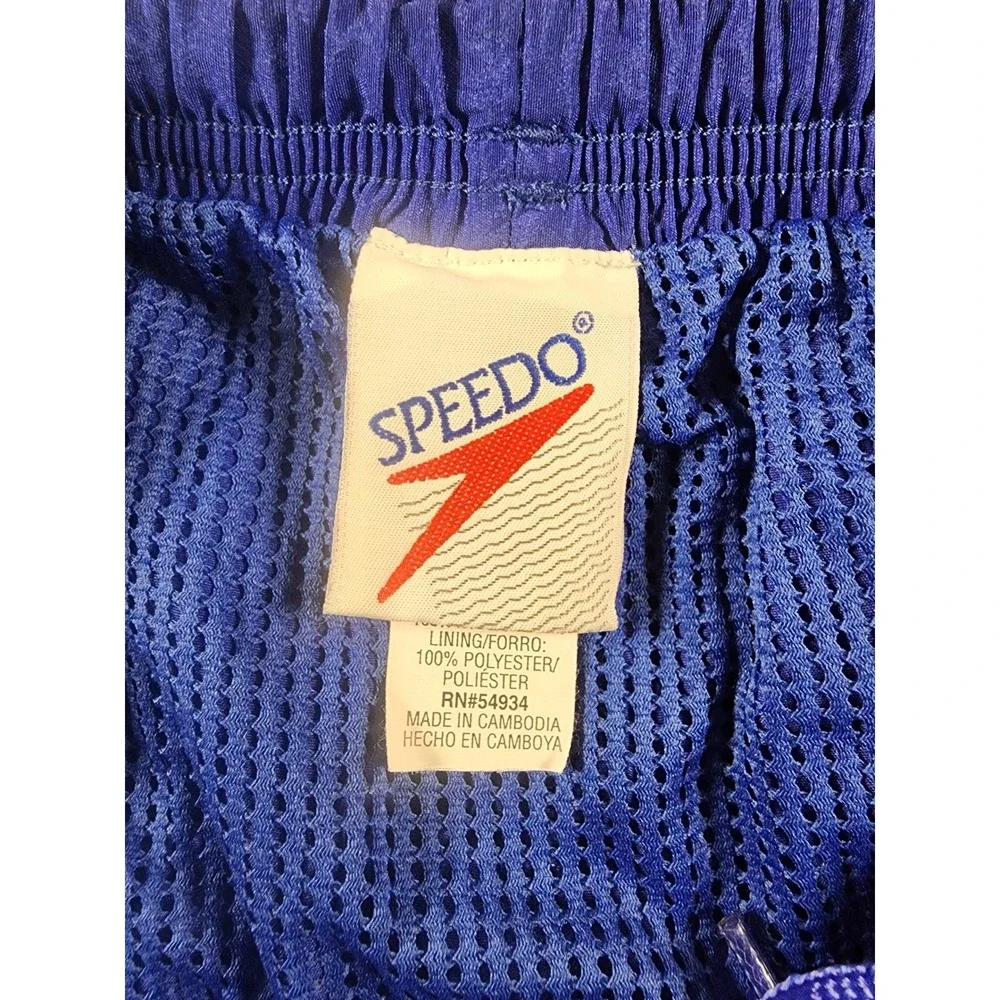 Speedo Swim Trunks Vintage Mens Medium Blue‎ Mesh Lined Nylon Athletic Shorts